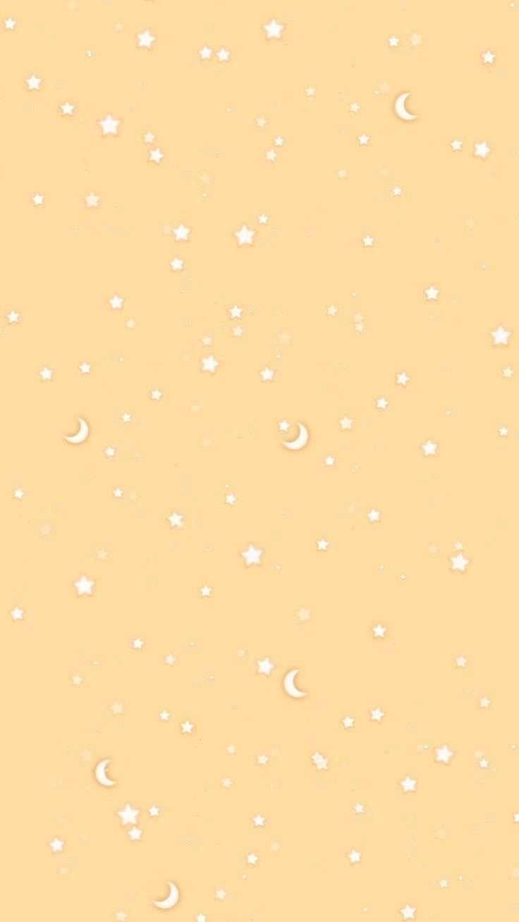 Kawaii Wallpaper Moon And Stars Yellow Color Pastel