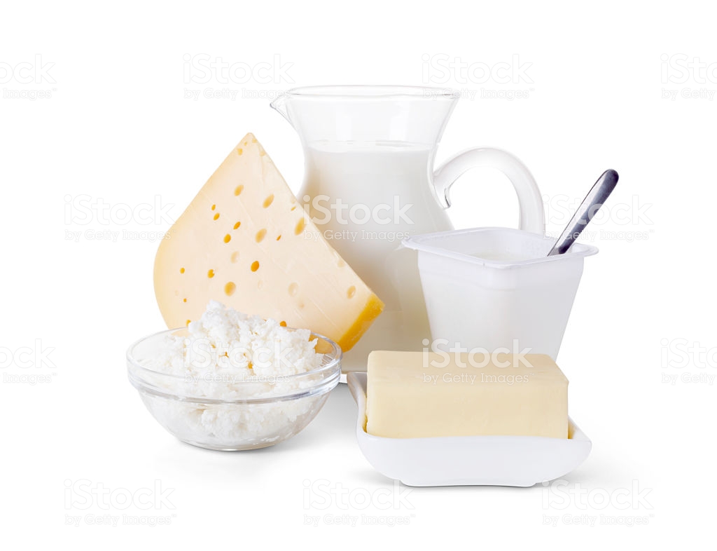 Image Of Dairy Products On White Background Stock Photo