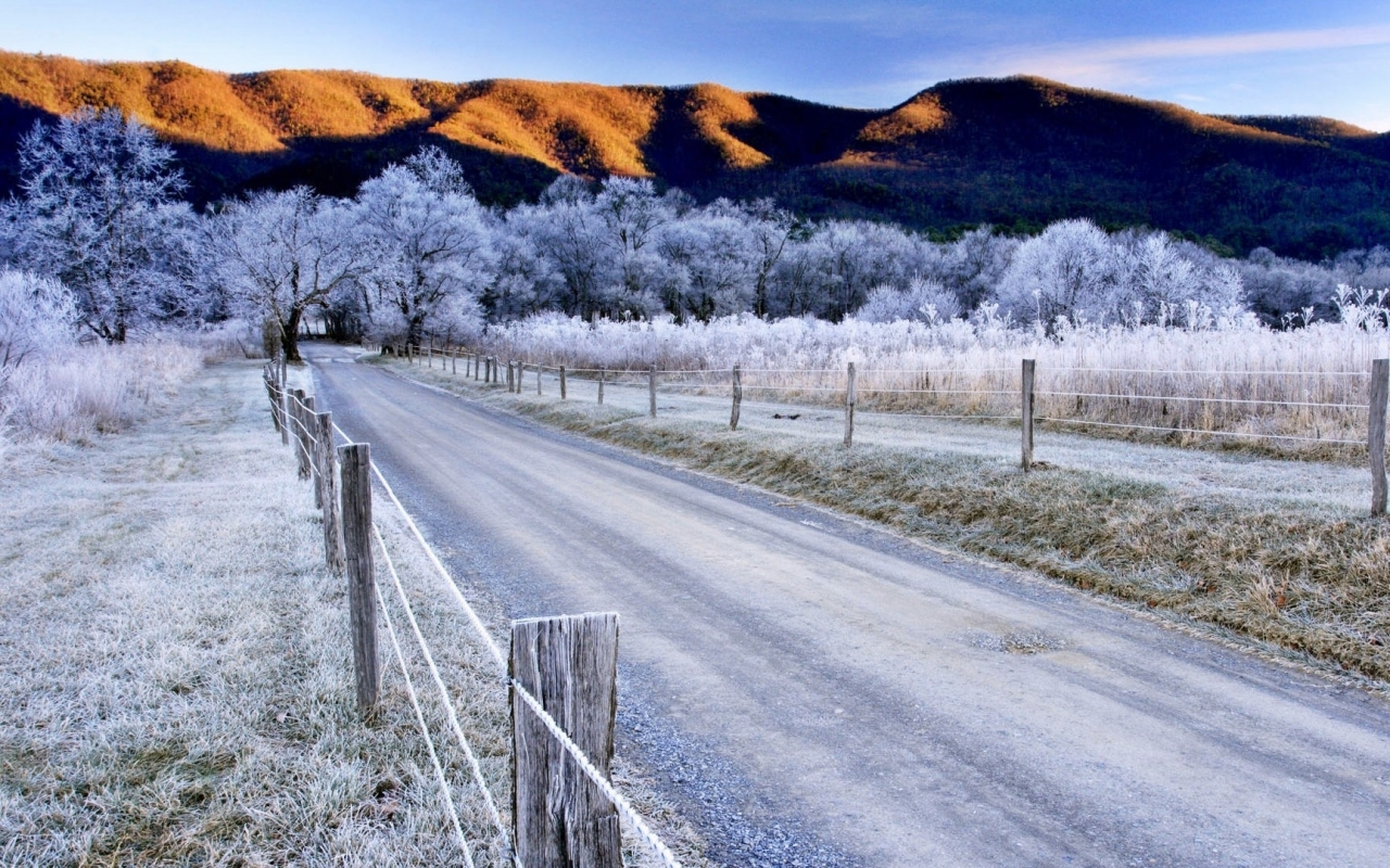 Winter Canada Roads Land Great Smoky Mountains Wallpaper