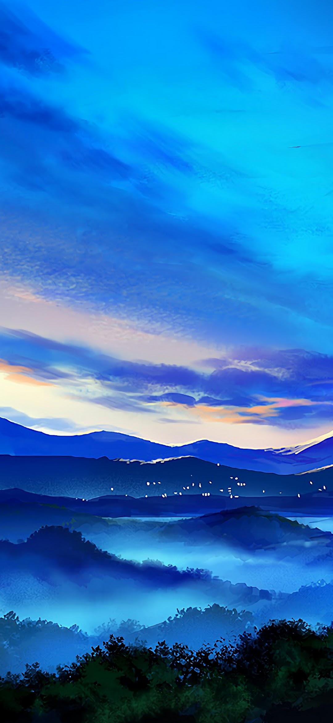 Anime Mountain Landscape Sunrise Scenery 4k Wallpaper