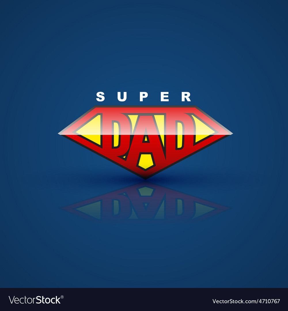 Super Dad Shield On Blue Background Royalty Vector