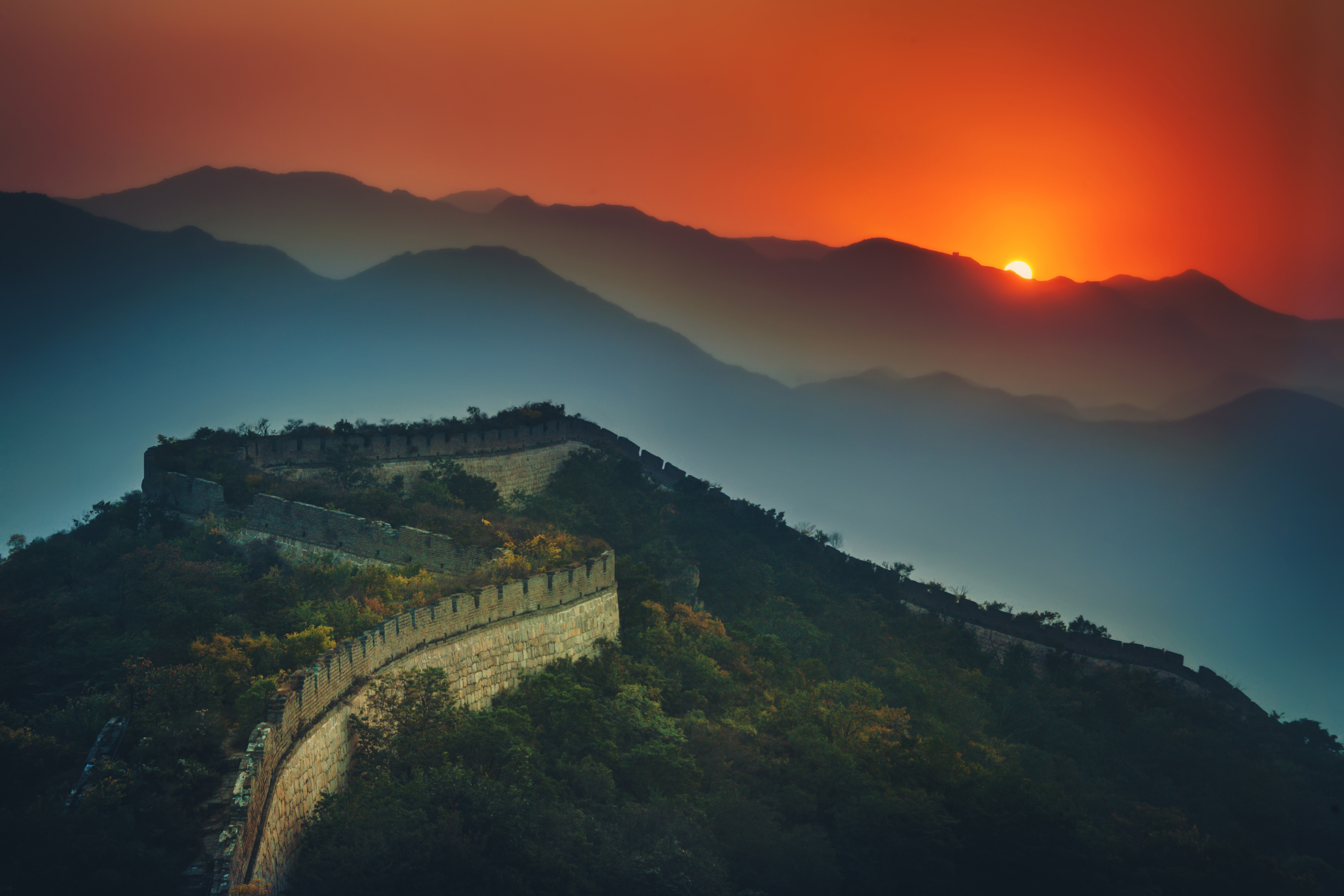 Great Wall Of China Sunset 5k
