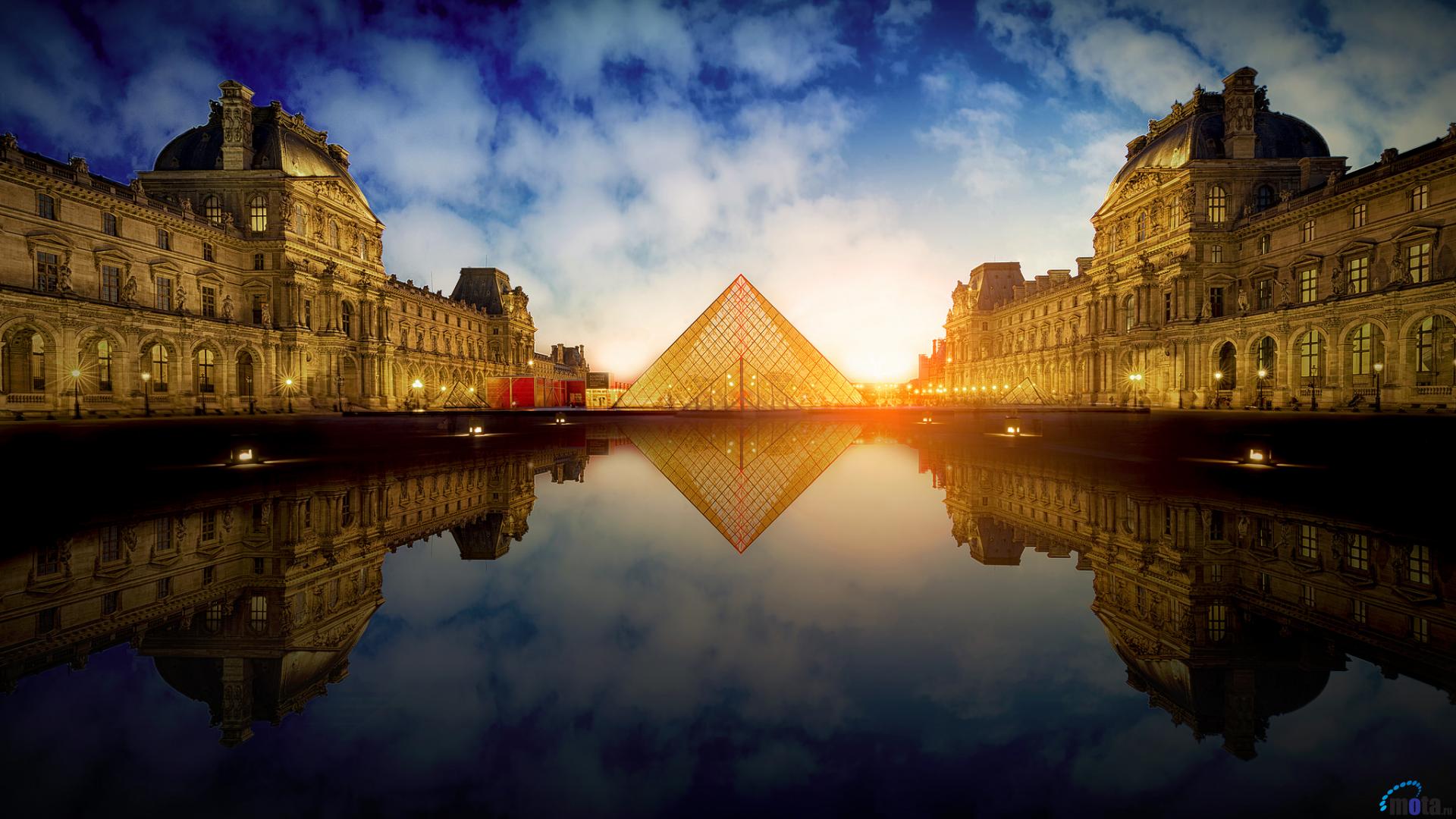 Wallpaper Louvre Museum At Sunset Paris France