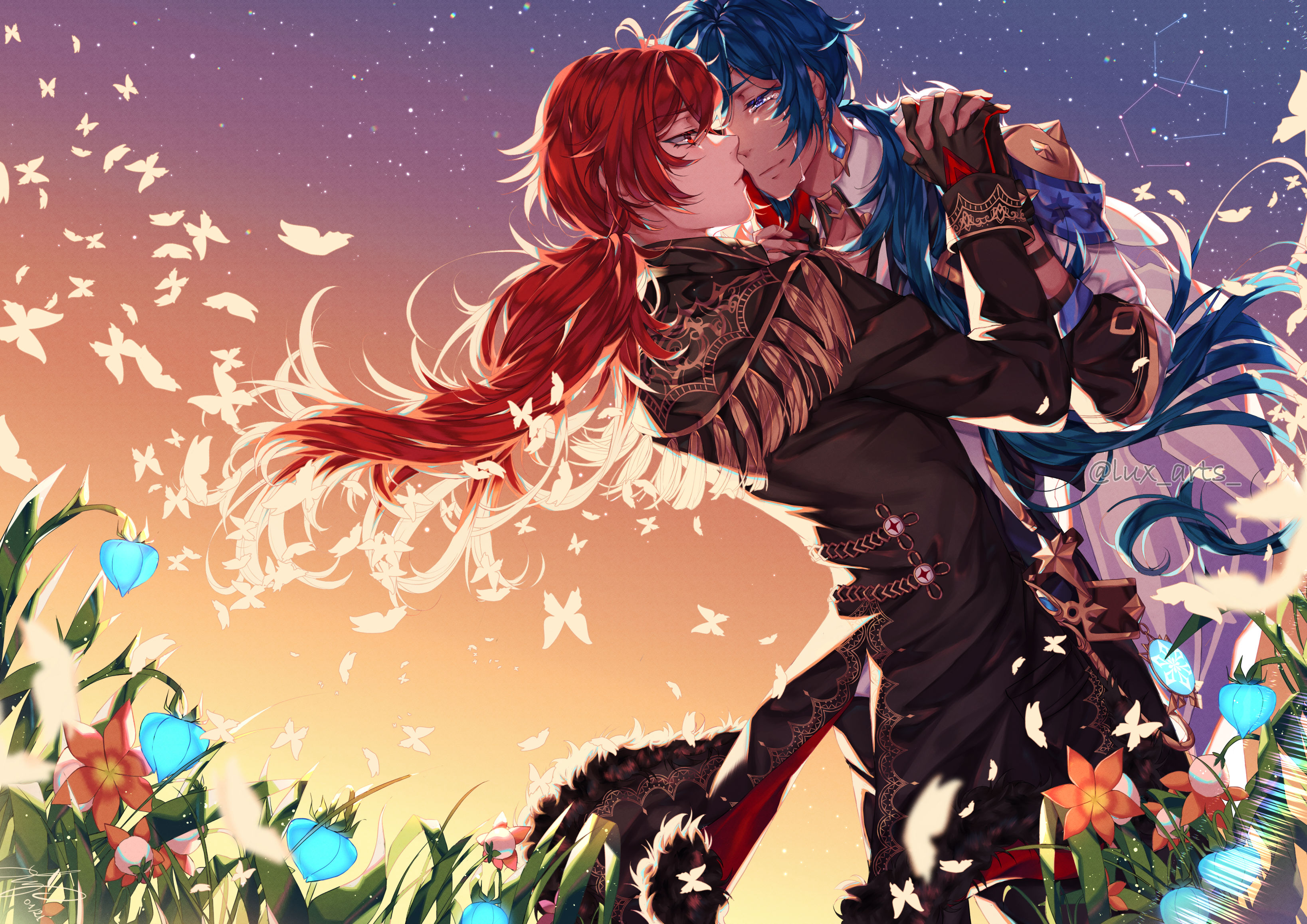 Kaeya Diluc HD Red Hair Genshin Impact Wallpaper