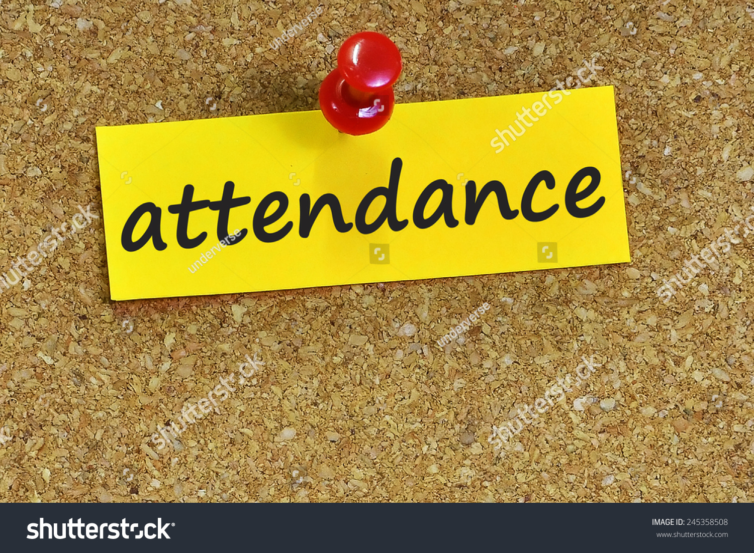 Attendance Word On Notepaper Brown Cork Stock Photo Edit Now