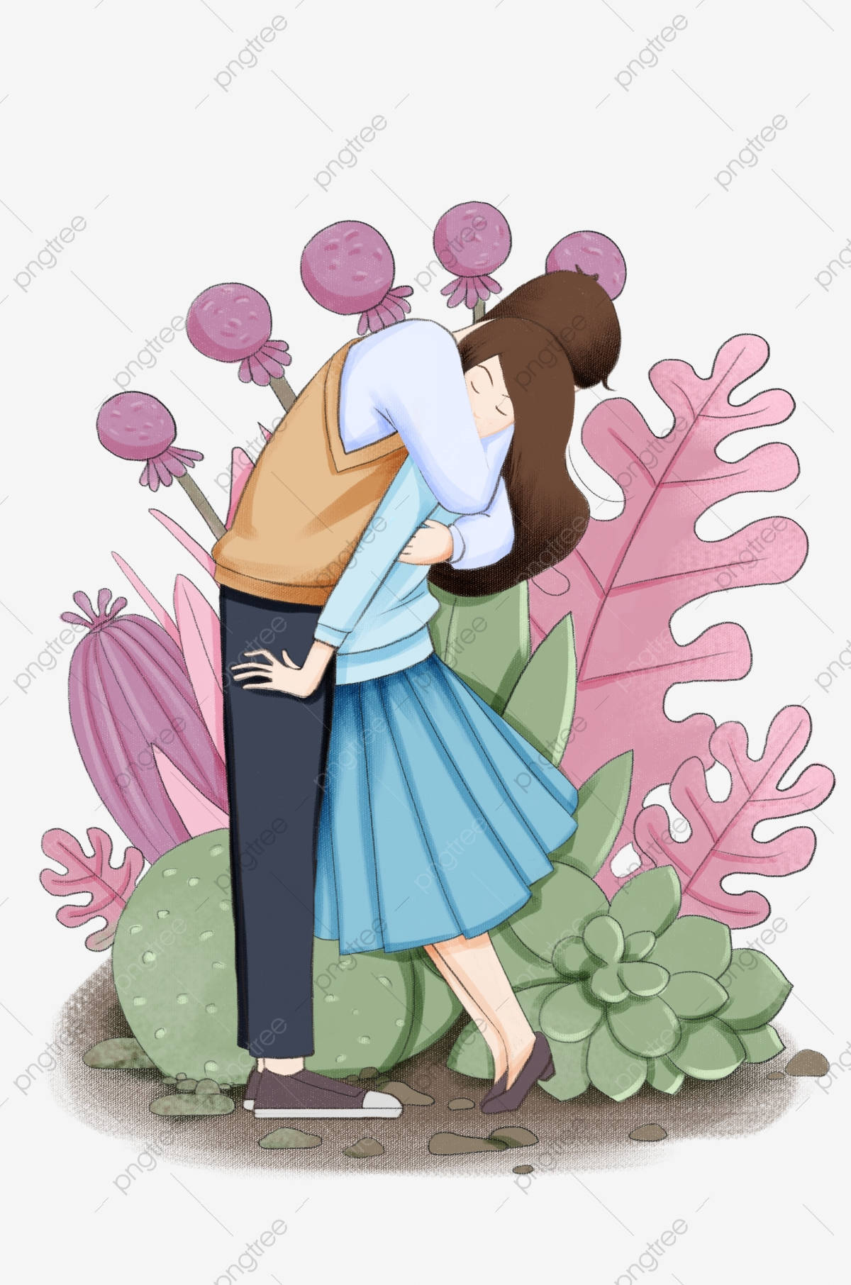 Cute Couple Cartoon Wallpaper
