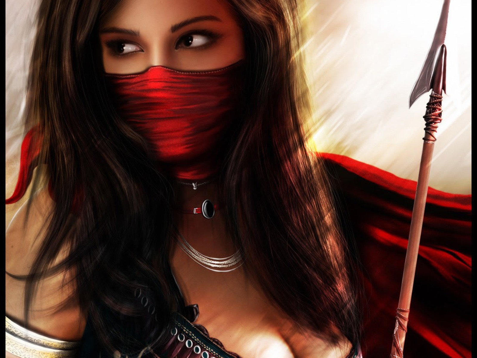 Warrior Girl 3d Art Brute Cirl Close Up Red Sexy