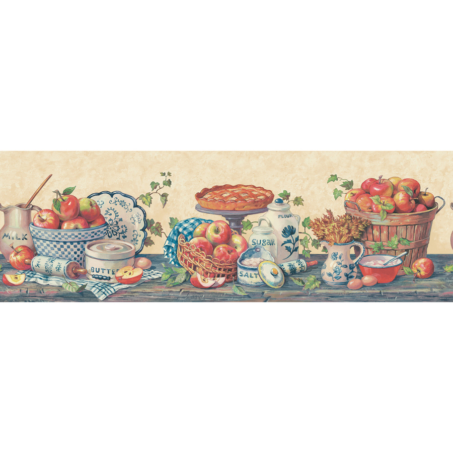 Free download Blue And Red Baked Apple Prepasted Wallpaper Border at