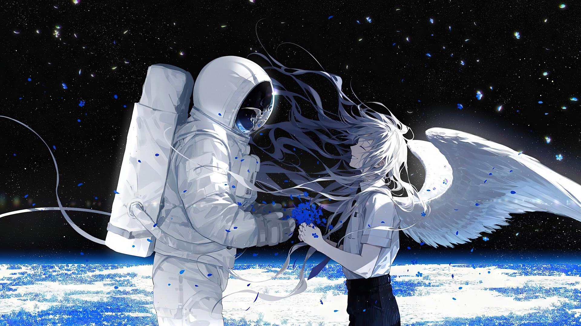 Anime Angel Astronaut Space 4k Wallpaper iPhone HD Phone 3550h