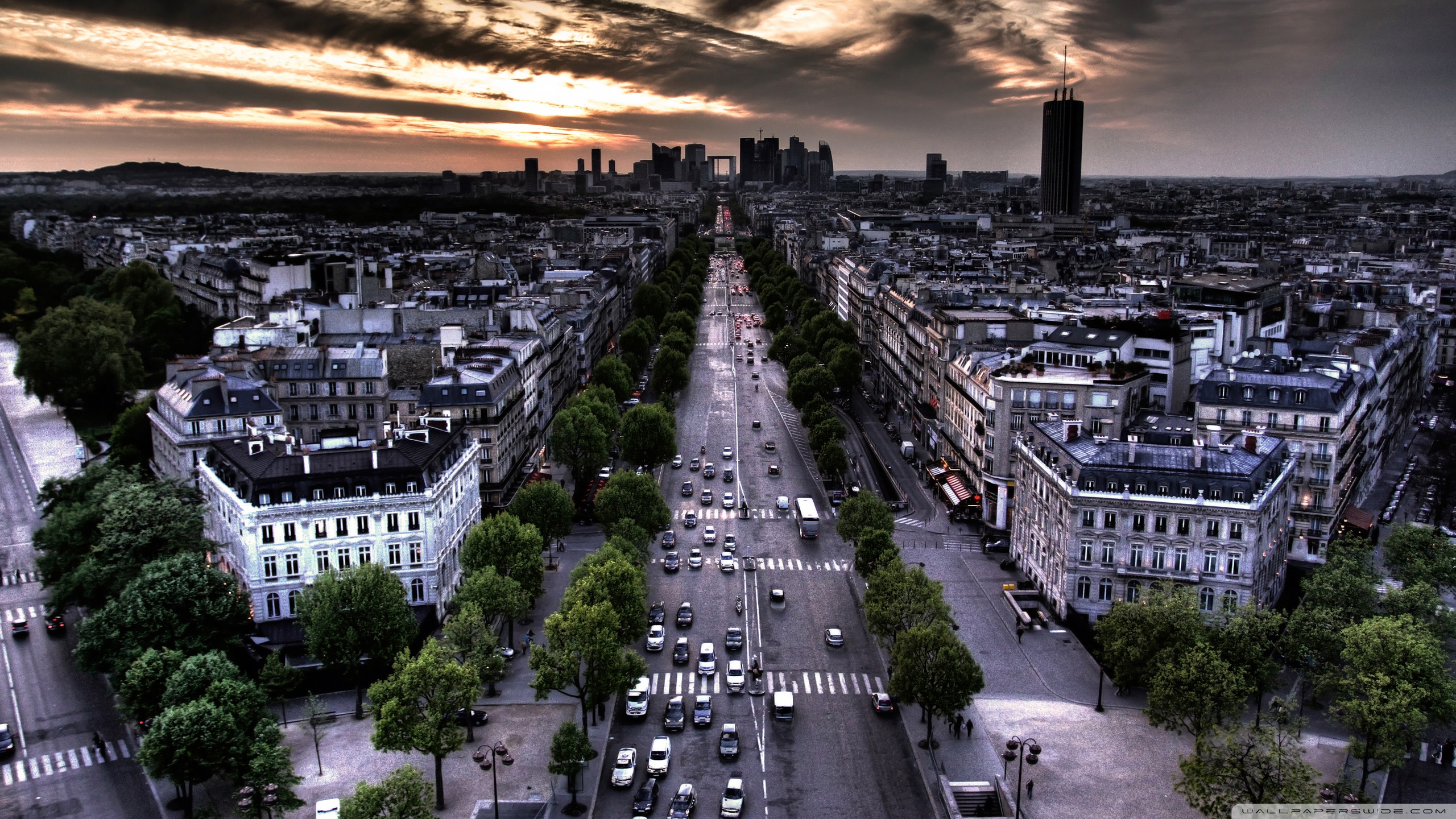 Paris Aerial From Triumphal Arch In Louvre Direction 4k HD