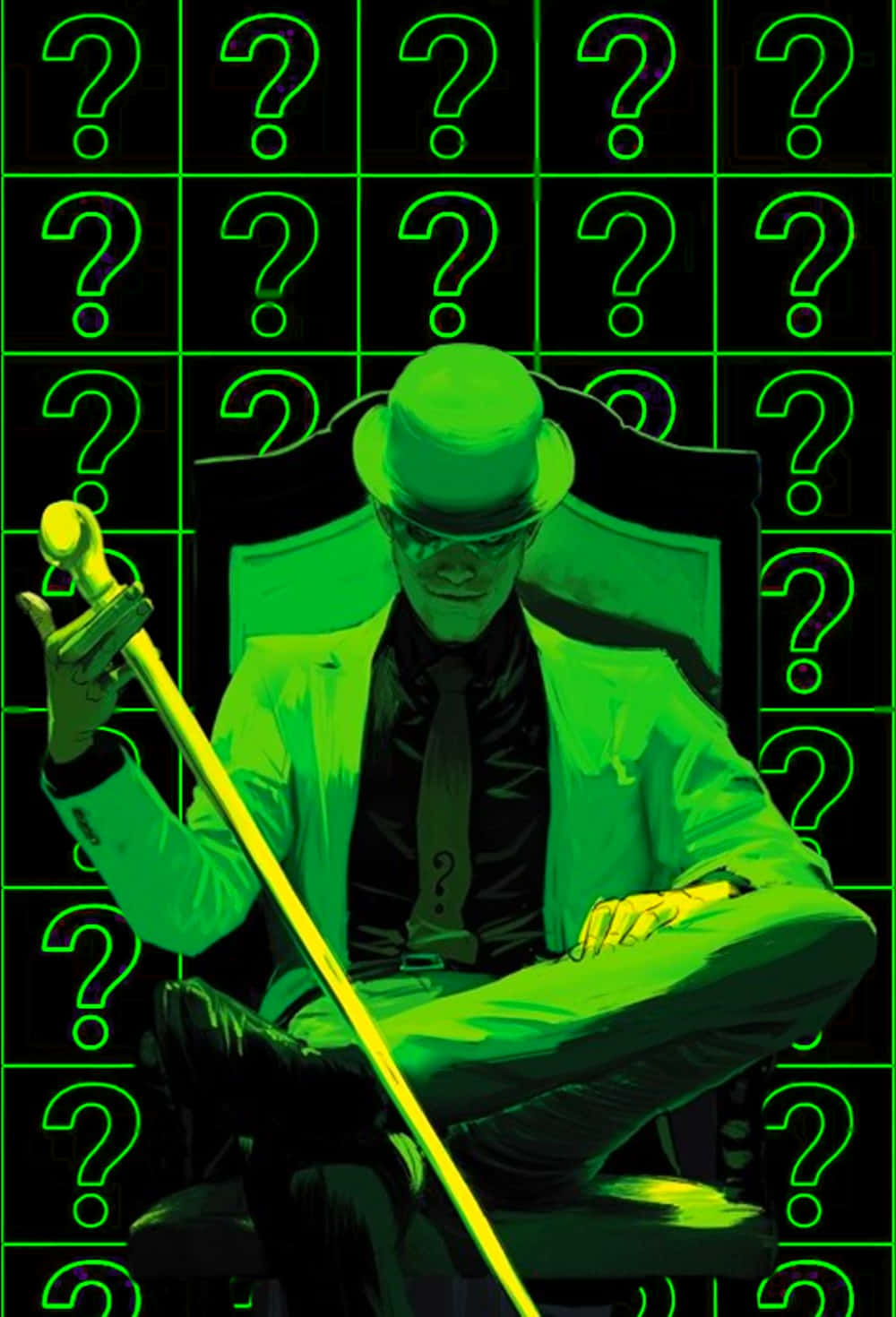 Mysterious Green Riddlerwith Question Marks Pwc9jgrx9canggkq Wallpaper