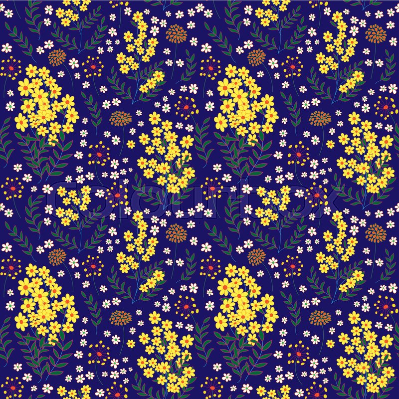 Cute Seamless Pattern In Small Flower Yellow And White