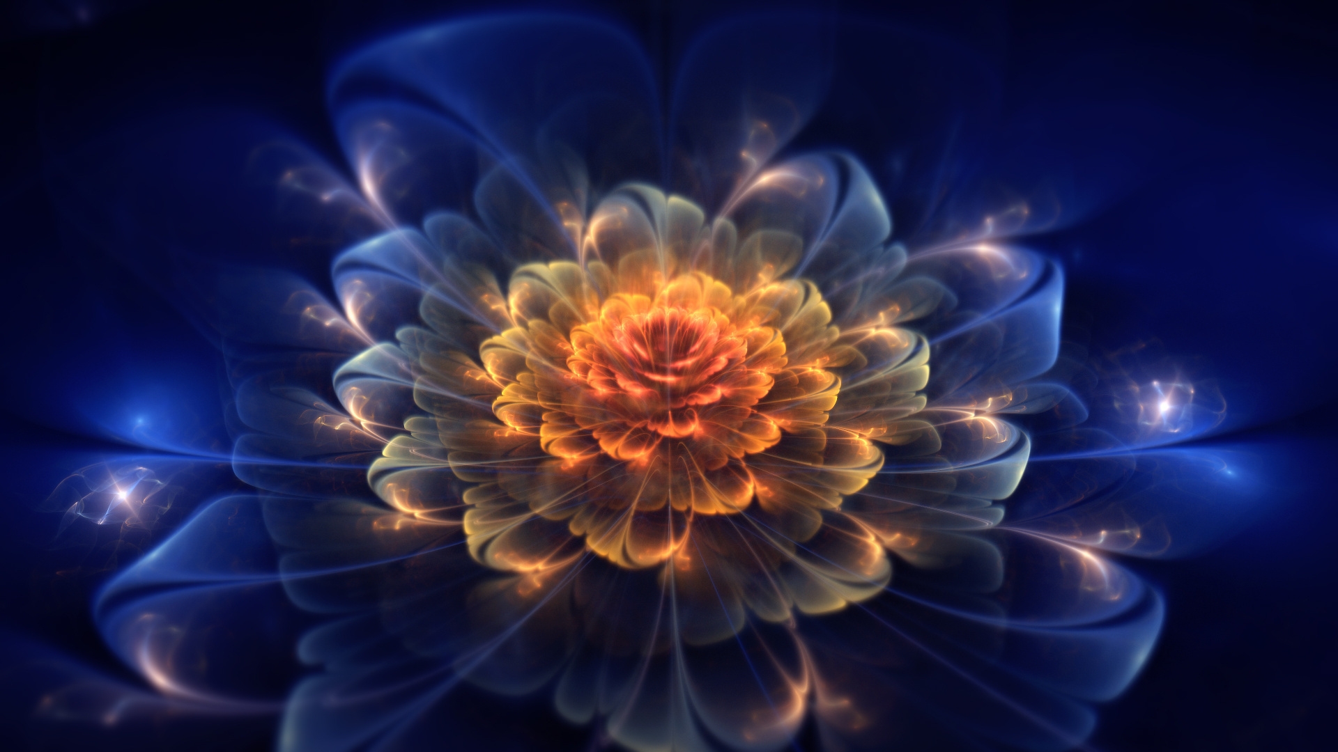 Wallpaper Fractal Flower Light Dark Full HD 1080p