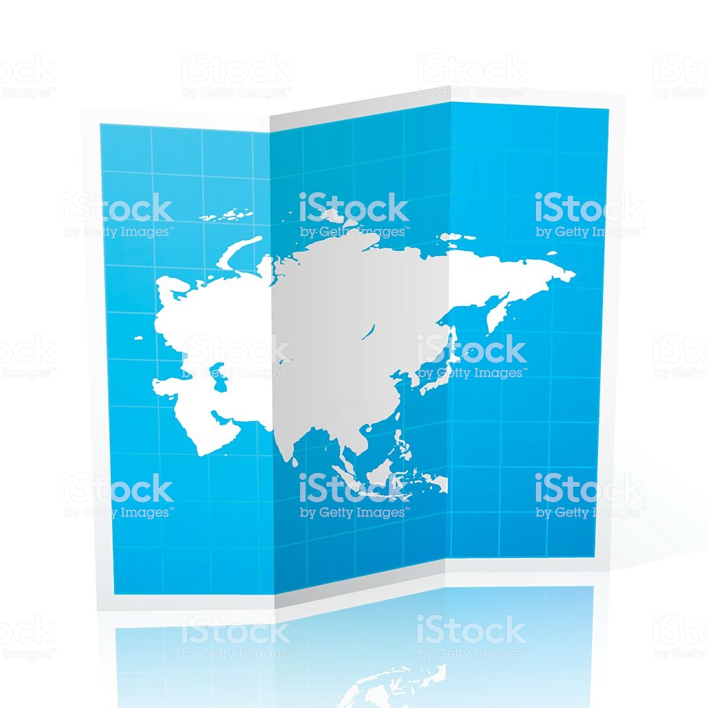 Asia Map Folded Isolated On White Background Stock Vector Art