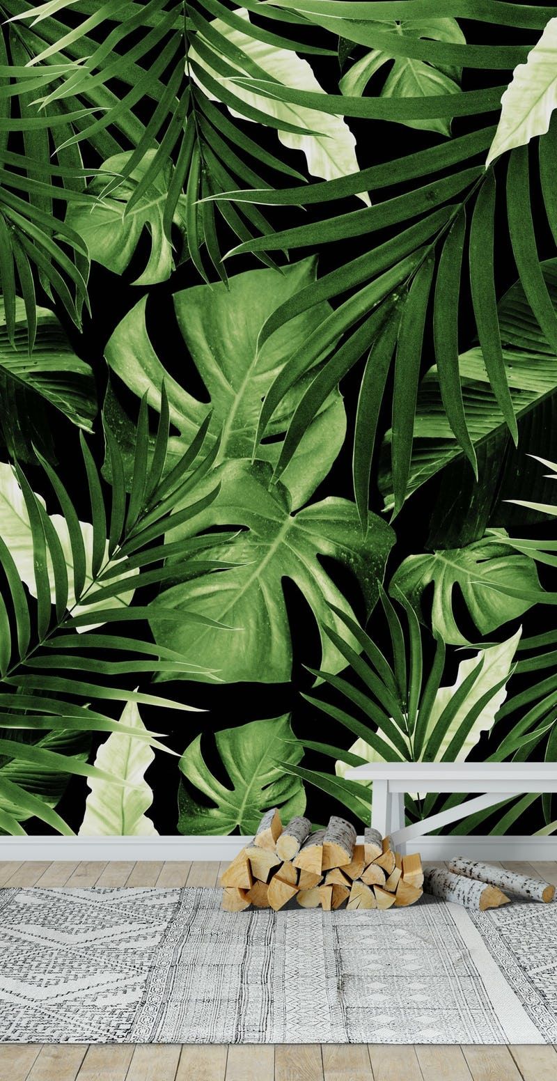 Tropical Jungle Night Leaves 5 Wallpaper from Happywallcom