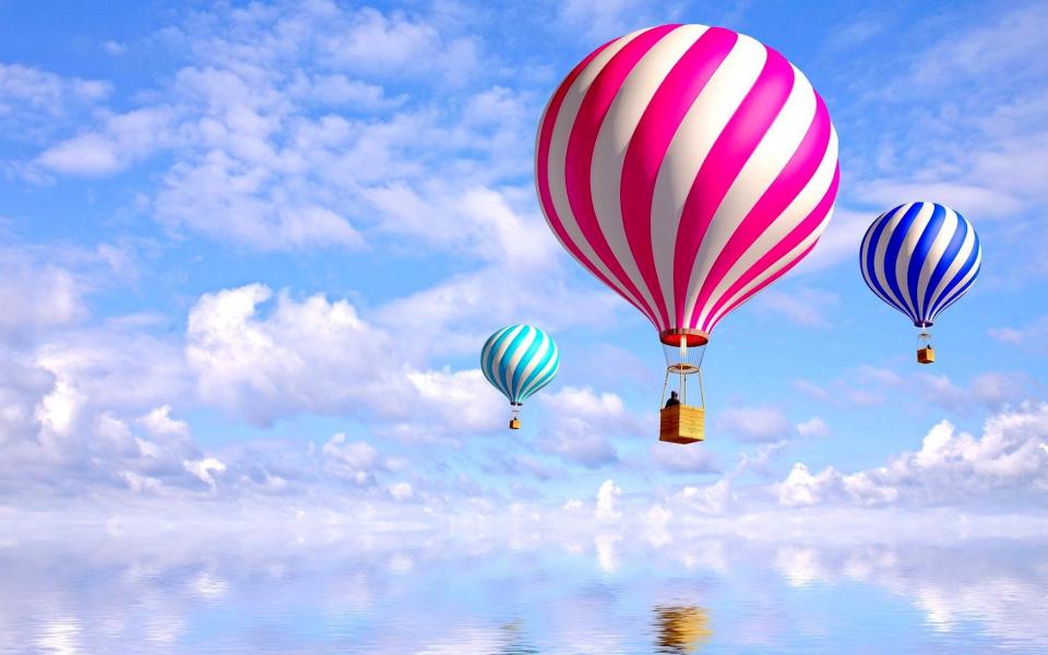 Download Hot Air Balloon Beside The Beautiful Scenery Wallpaper 960x600