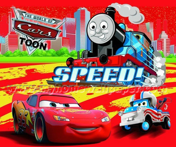High quality Thomas train 3d wall paper Cartoon mural