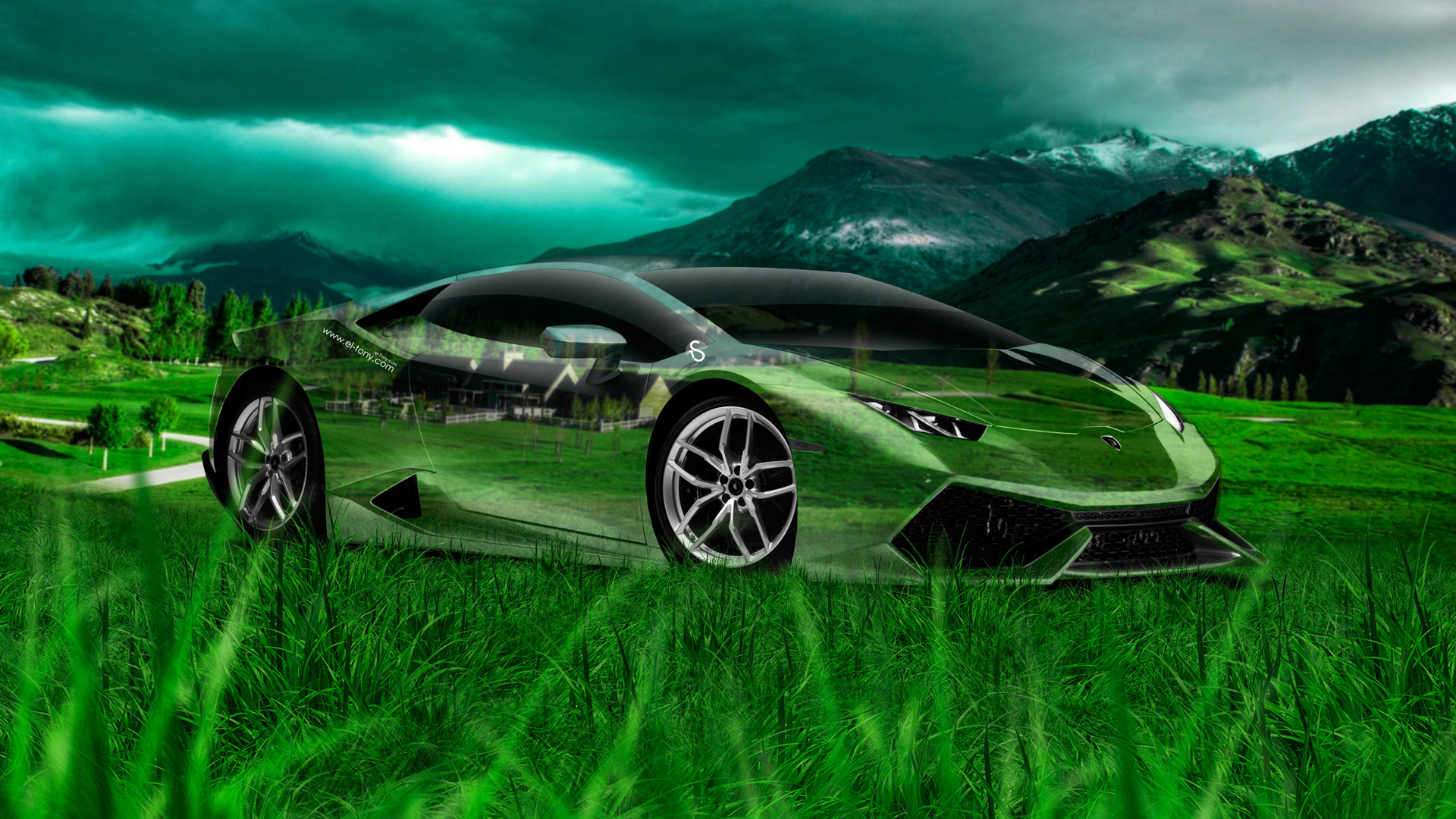 Huracan Crystal Nature Car Art Photoshop HD Wallpaper