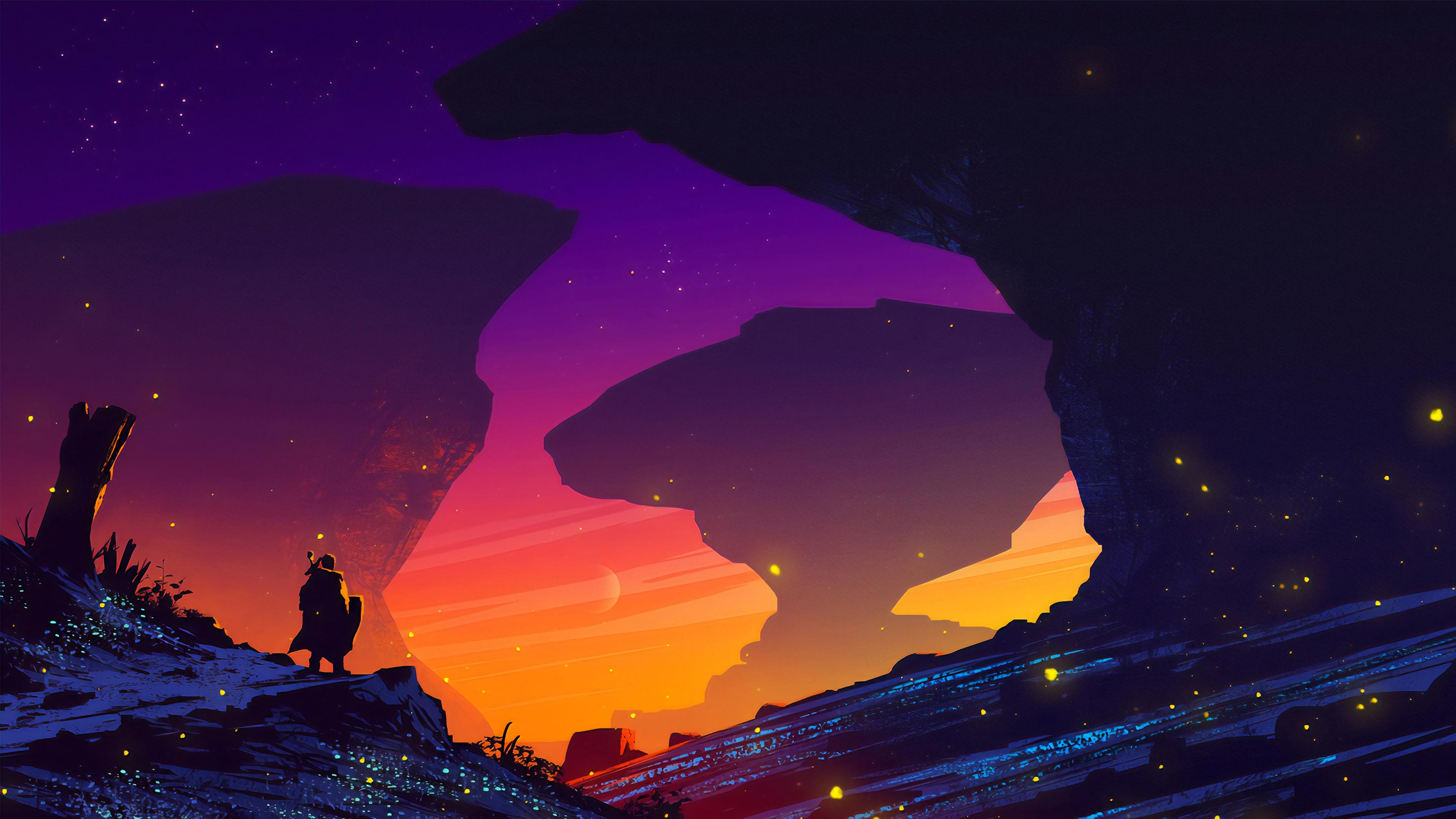Digital Art Night Scenery Fantasy Landscape 4k Wallpaper