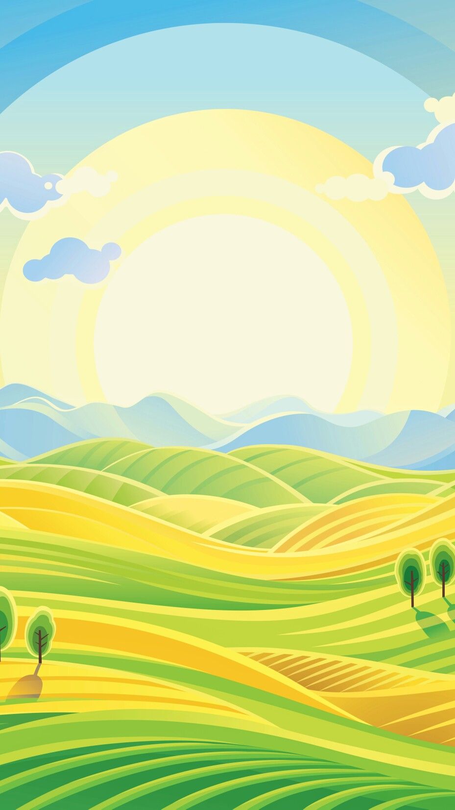 Bright Summer Day Landscape Illustration Graphic Wallpaper