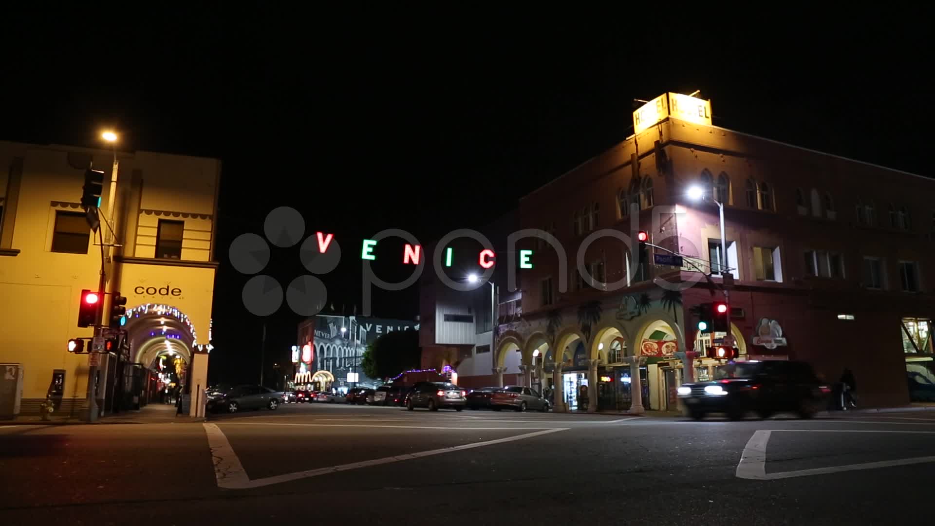 Venice Beach Sign At Night HD Stock Video
