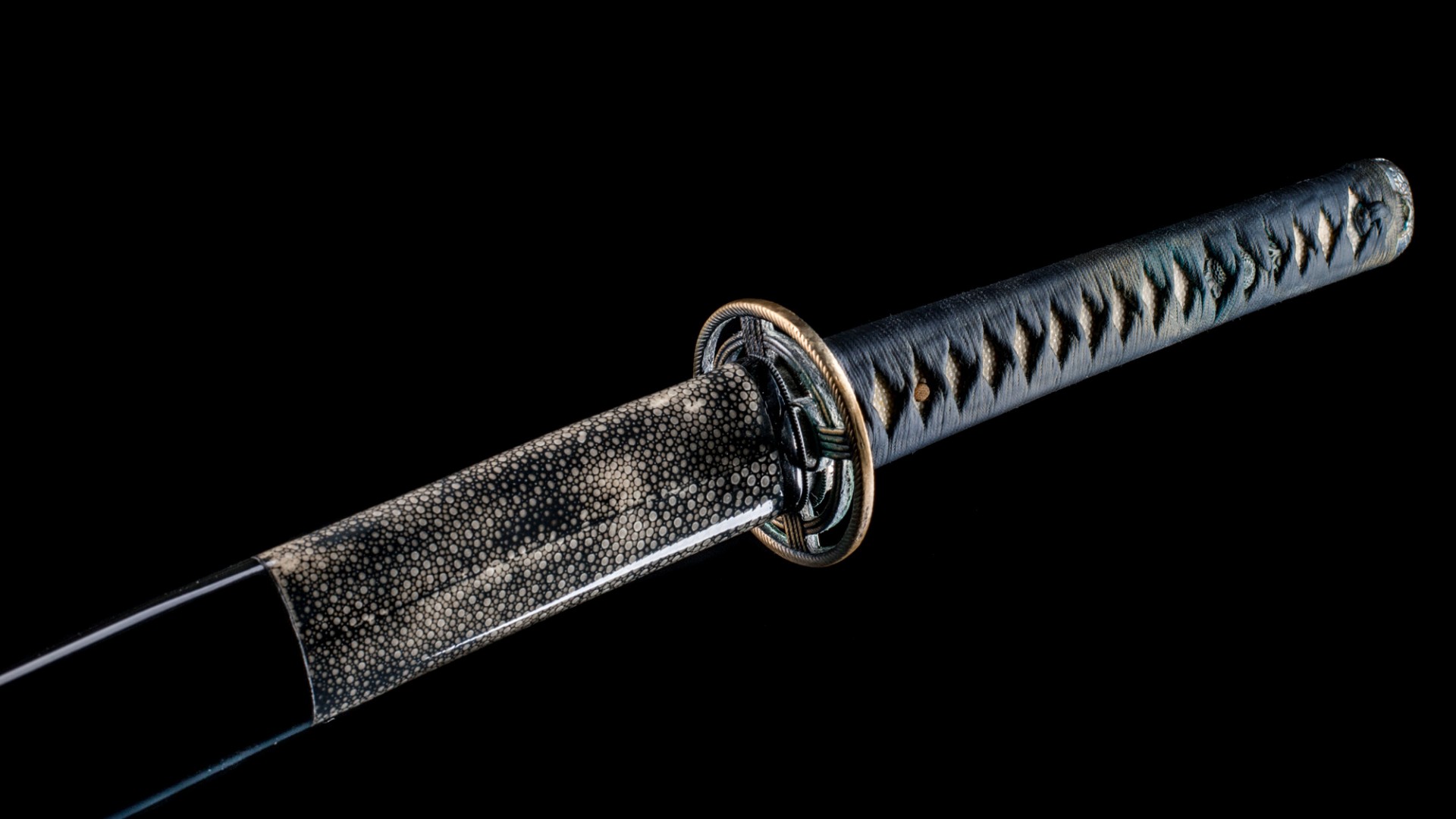 Japanese Swords Ninja Katana On Black Background