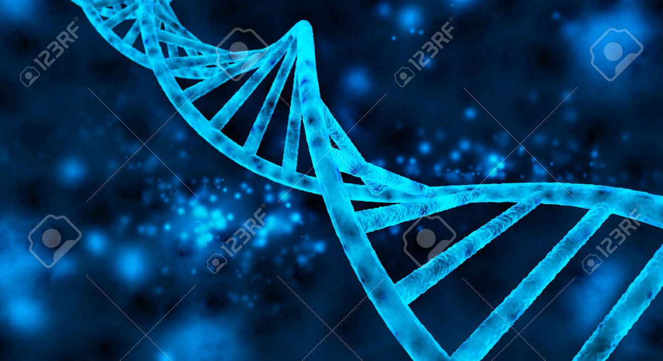 Double Helix Of The DNA In Blue Background Stock Photo Picture
