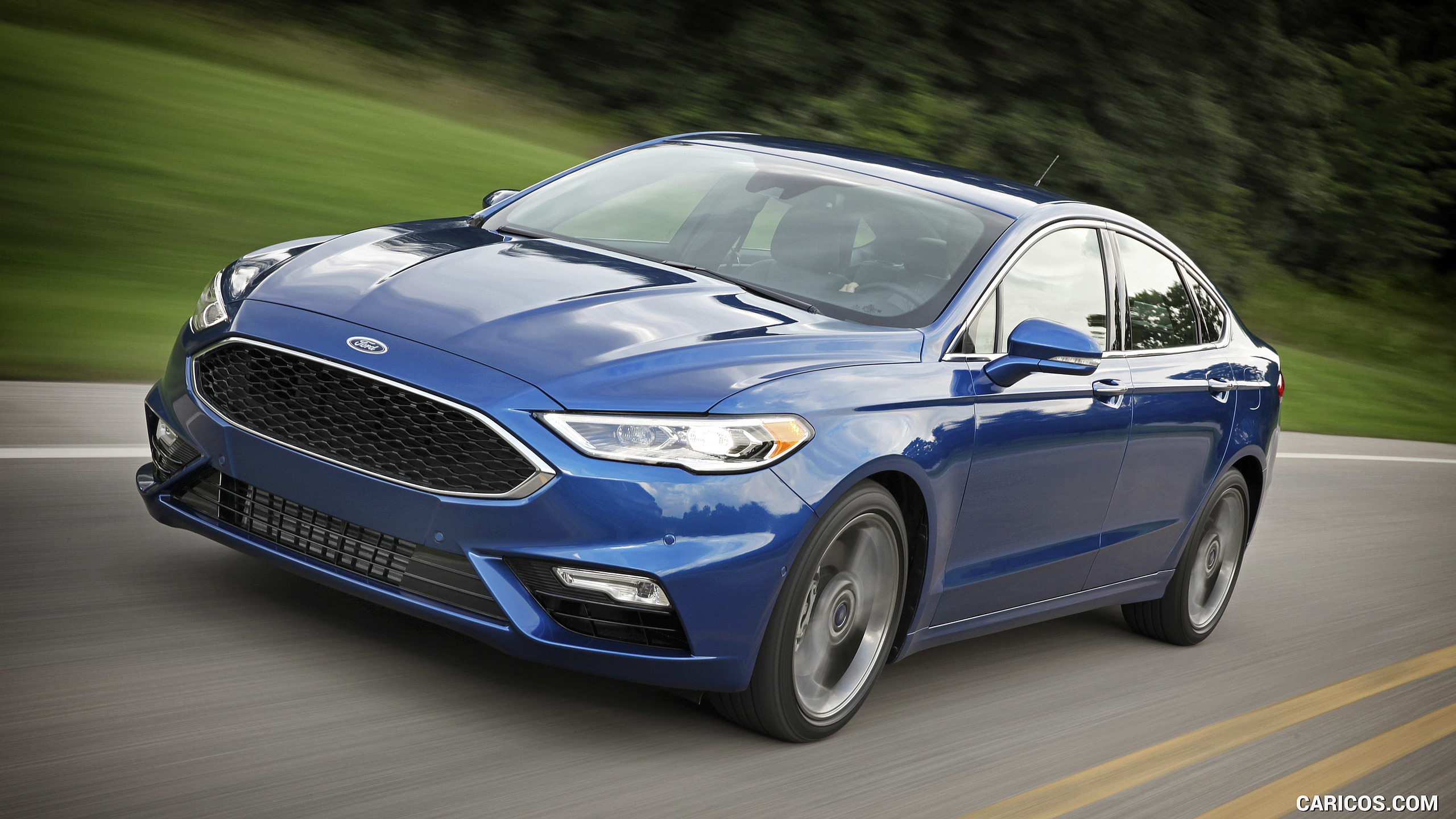 Ford Fusion Sport Ecoboost Awd Blue Front Three Quarter