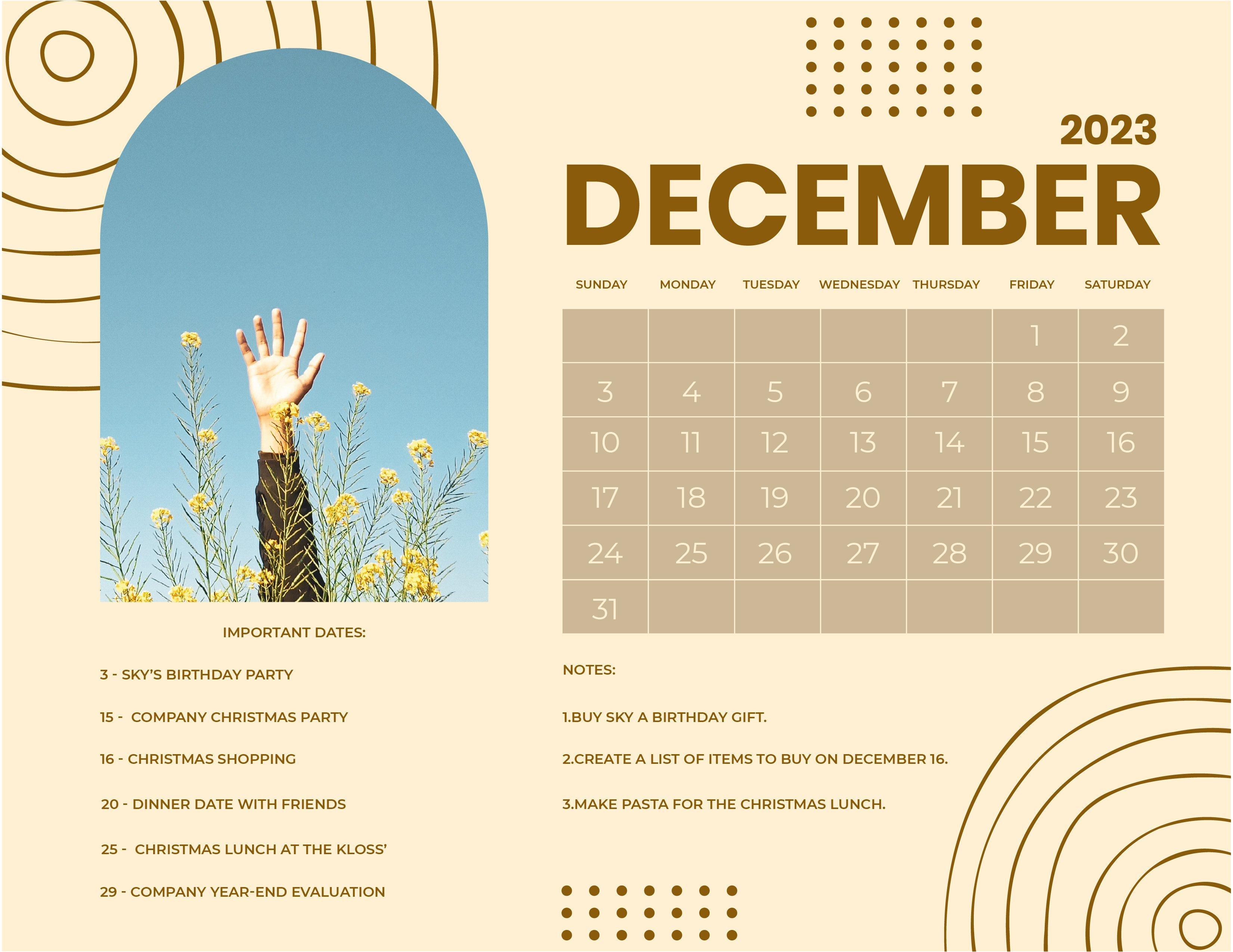 December Photo Calendar In Word Google Docs
