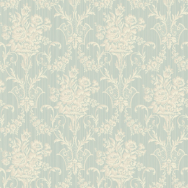 Light Blue Floral Damask With Swags Kenh James Wallpaper