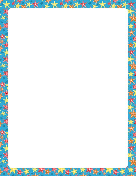 Starfish Border Plantill Variad Printables Blue Background