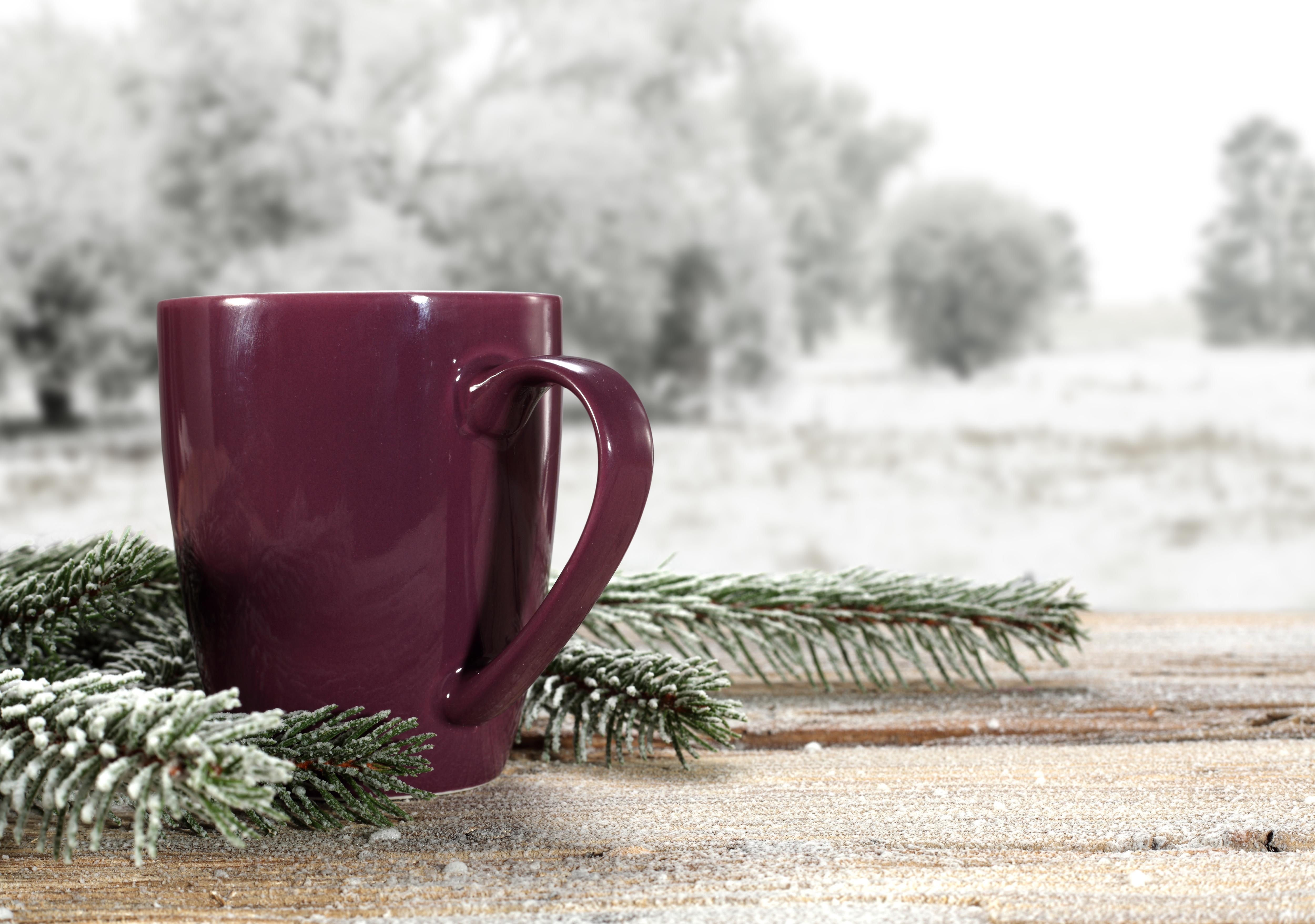 Wallpaper Winter Snow Nature Cups Coffee Landscape