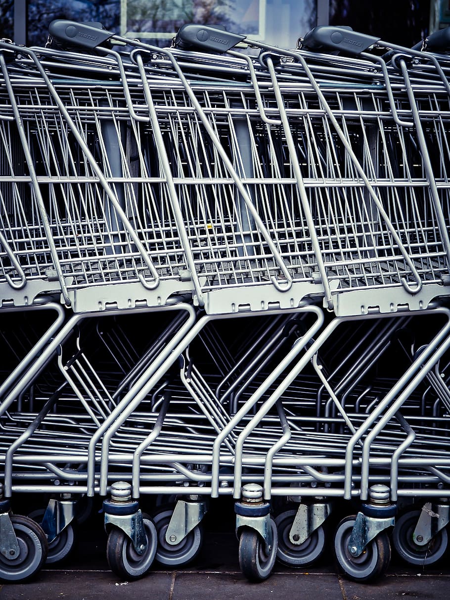 HD Wallpaper Silver Shopping Cart Lot Supermarket Purchasing