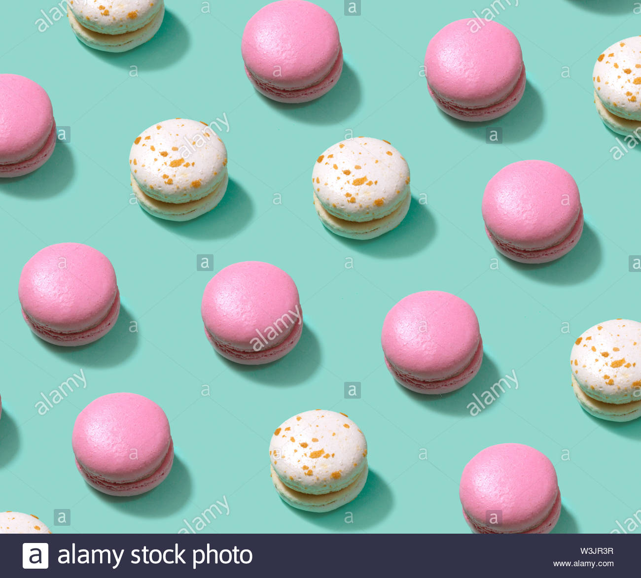 Colorful Cake Macaron Or Macaroon On Turquoise Pastel Background