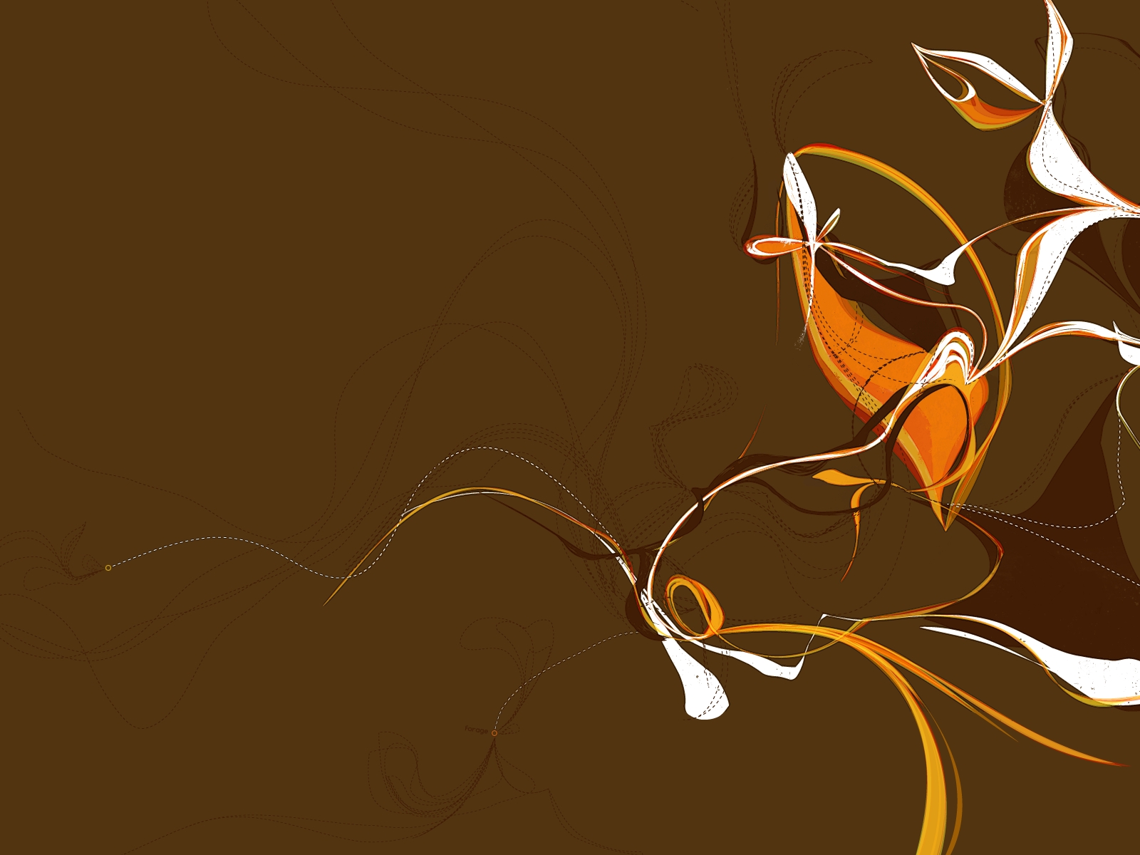 Abstract brown wallpaper with flowing orange and white lines