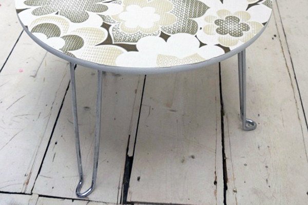 Upcycled Retro Round Coffee Side Table With Original S Vintage Wall