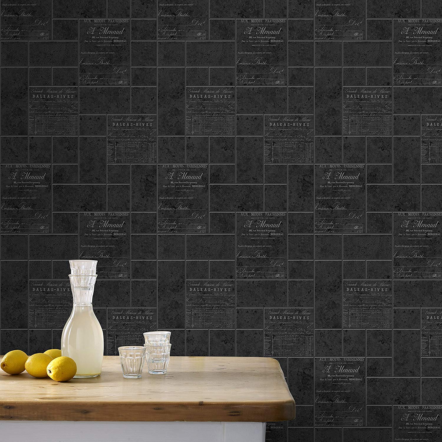 Superfresco Easy Paste The Wall Parisienne Tile Effect Charcoal