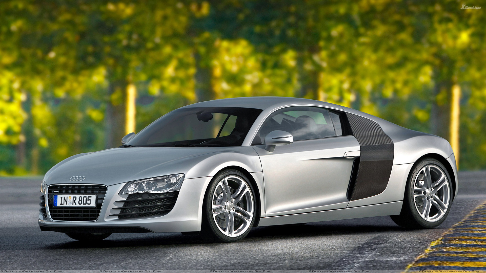Side Pose Of 2006 Audi R8 In Silver Wallpaper 1920x1080