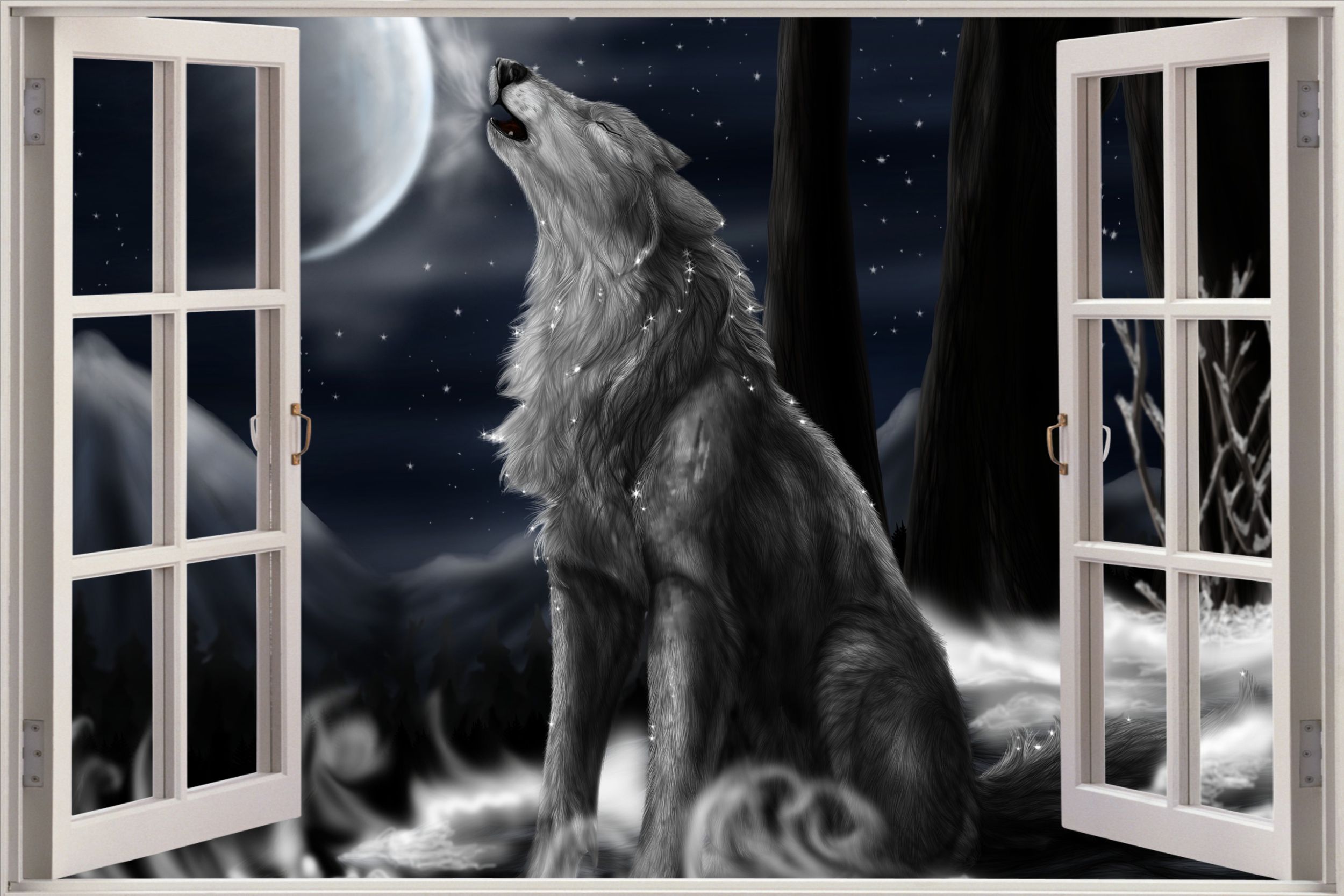 Wolf Space Wall Stickers Film Decal Wallpaper Mural Sm19