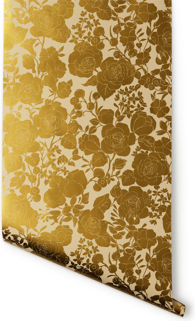 Garden Wallpaper Cream And Gold Contemporary By Hygge