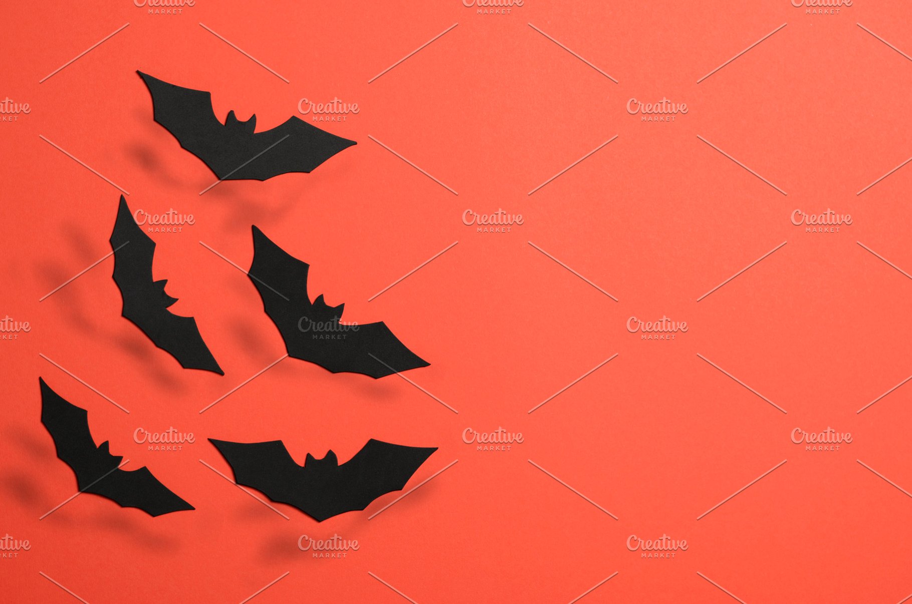 Black Bats On Orange Background Hal Holiday Photos Creative