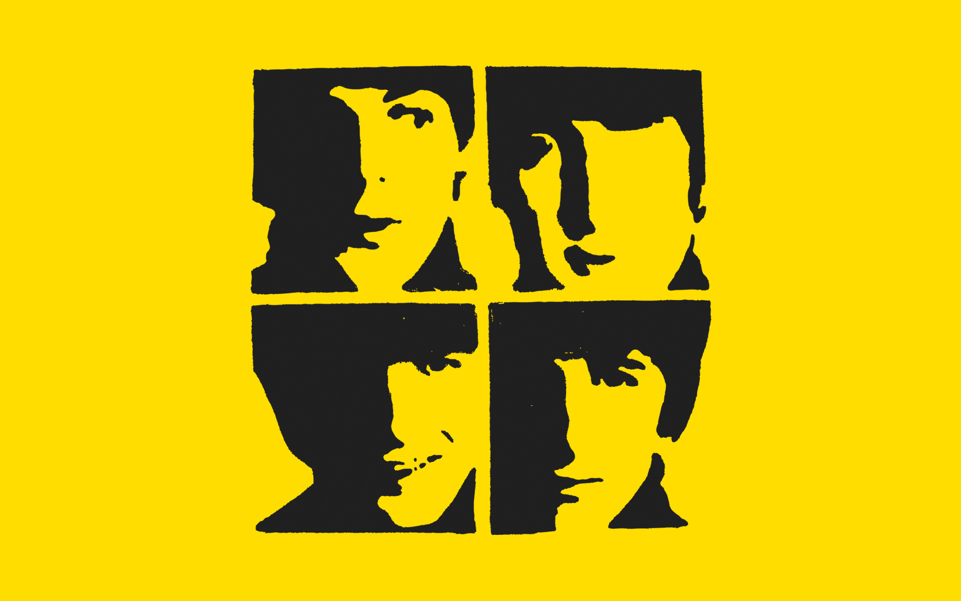 The Beatles на желтом фоне