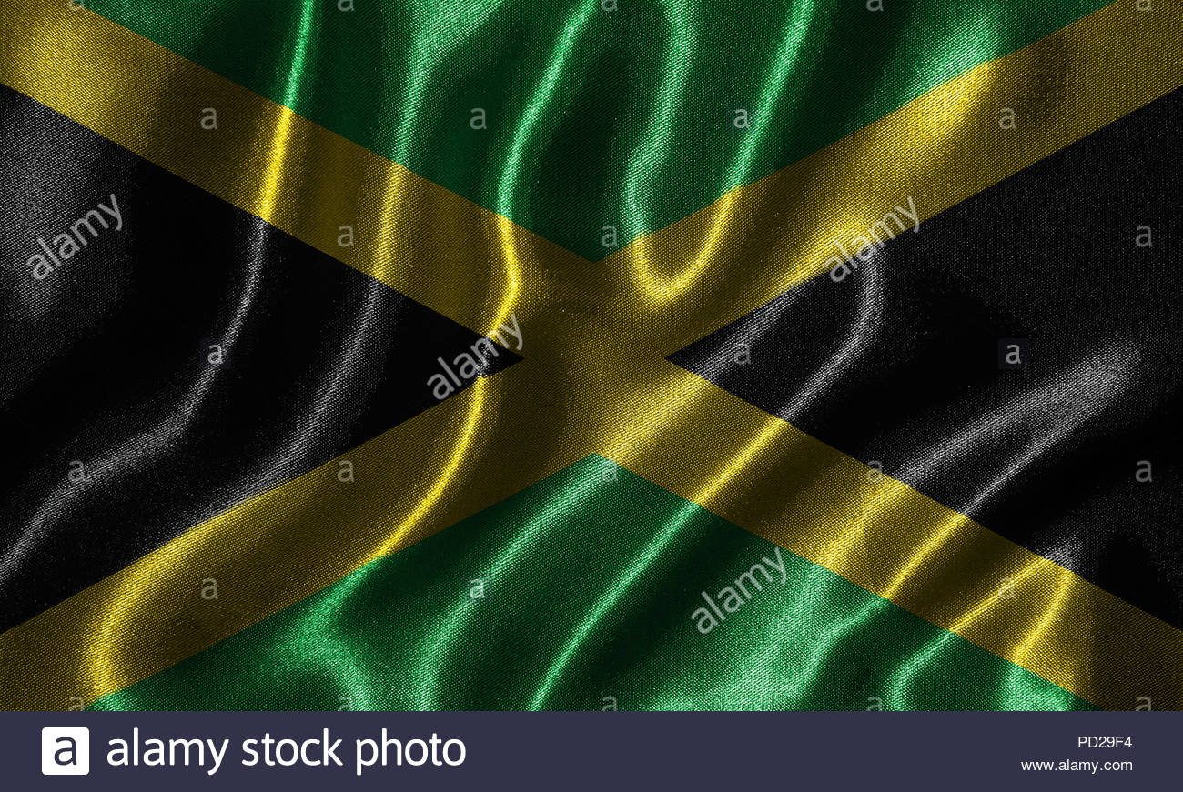 Jamaica Flag Fabric Of Country Background And