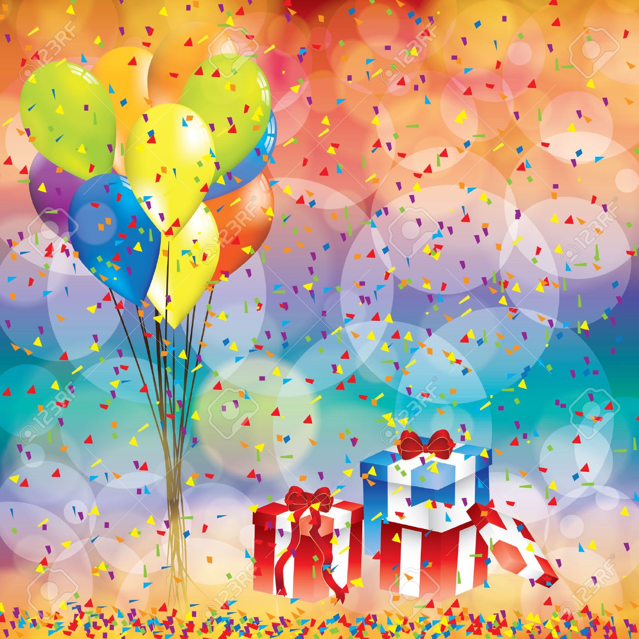 Happy BirtHDay Background With Balloon And Gifts Royalty