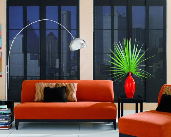 Eye Popping Color And Solar Shades Make This Living Room Ultra Modern
