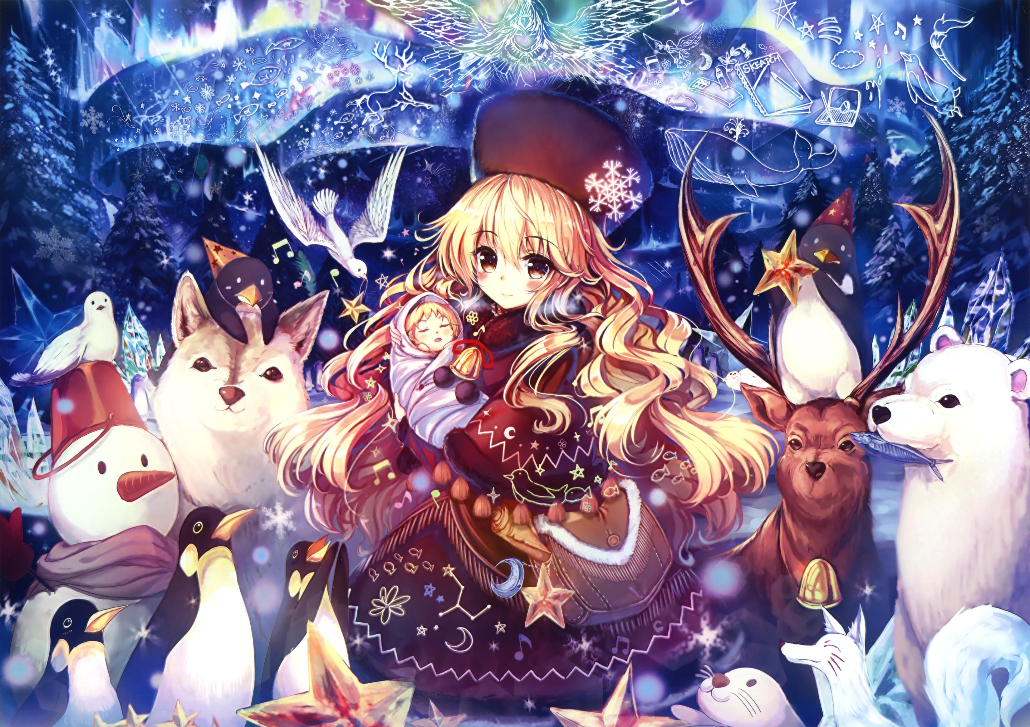 Kawaii Anime Girl & Christmas Tree Cozy Wallpapers - Wallpapers Clan