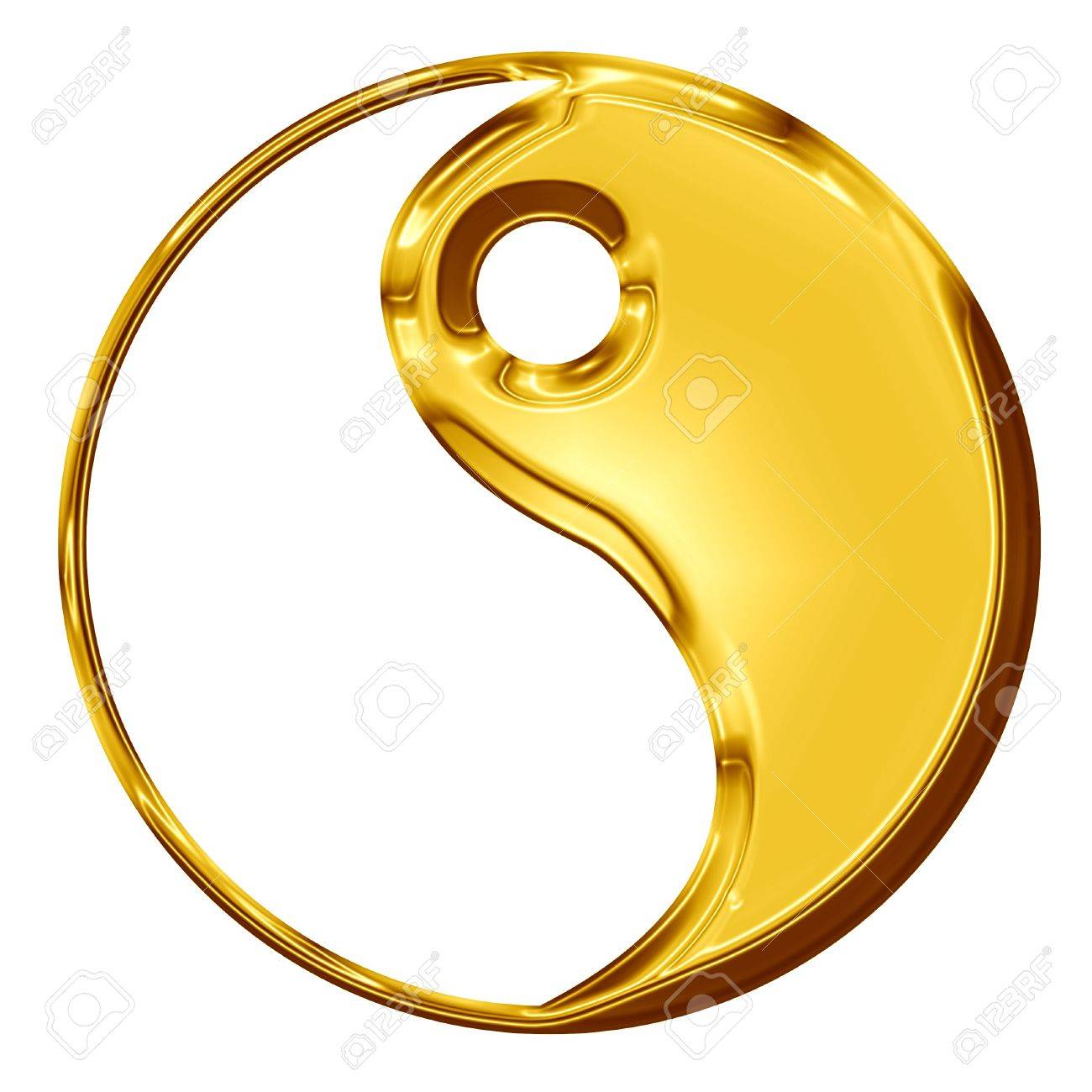 Golden Yin Yang Symbol On A White Background Stock Photo Picture