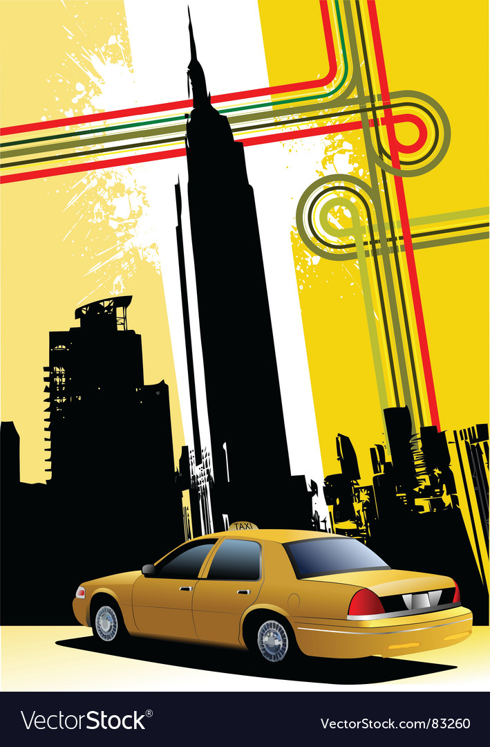 Ny Background With Taxi Image Royalty Vector