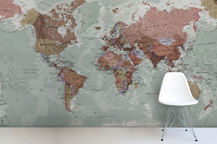 Classic World Map Mural Maps