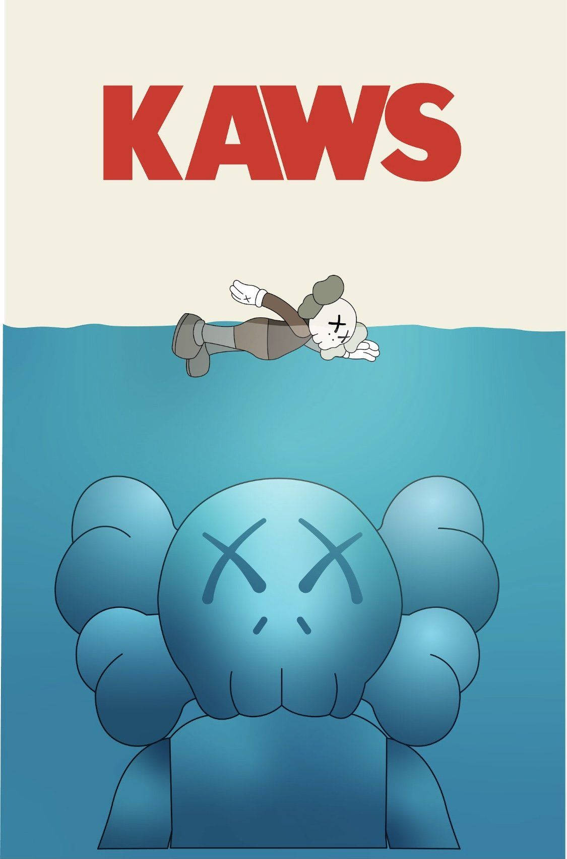 KAWS Companion Figure Submerged in Water with KAWS Logo